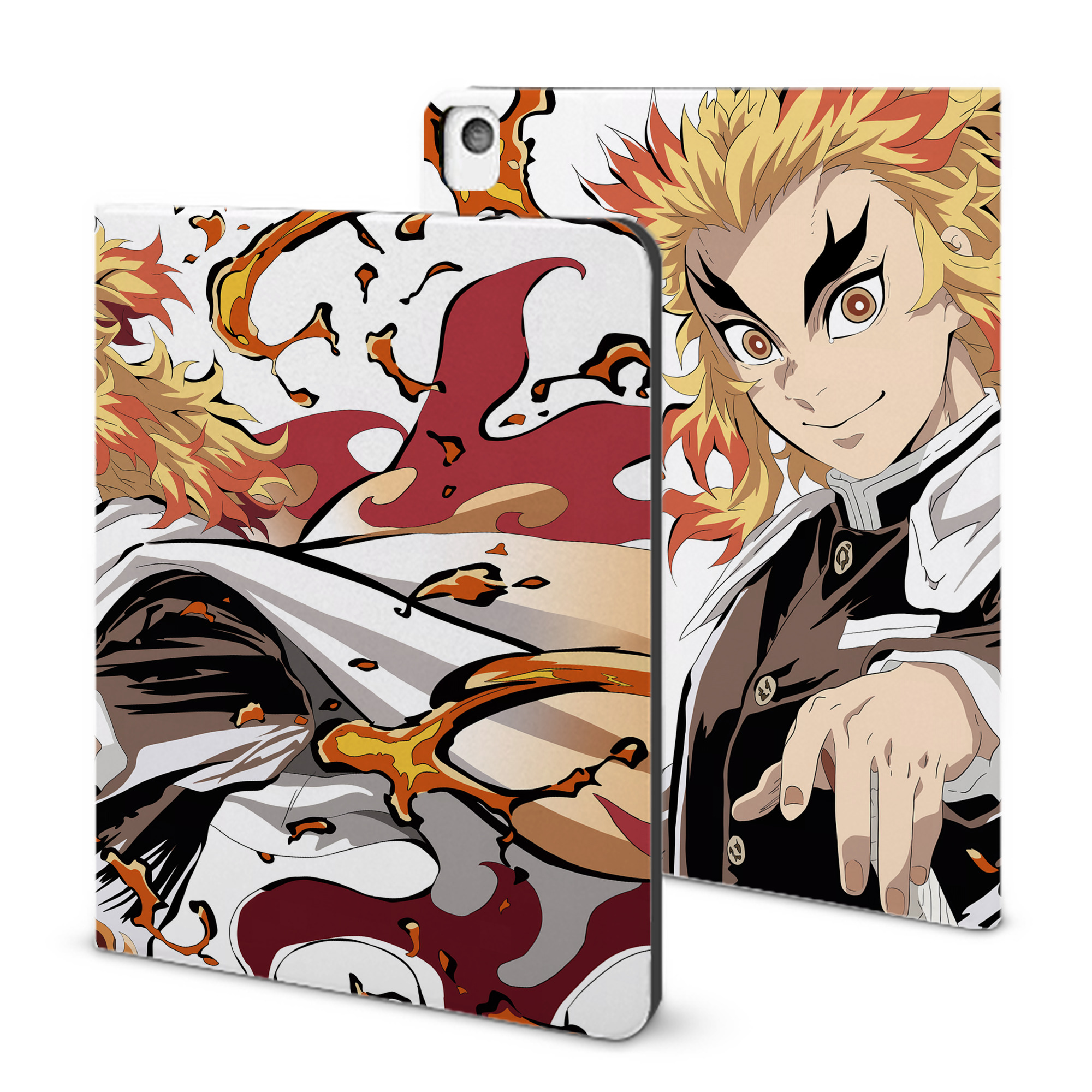 （画像用） 炎柱-煉󠄁獄 杏寿郎／れんごく きょうじゅろう Rengoku Kyoujurou IPadケース ペンホルダー付き ブックスタイルデザイン